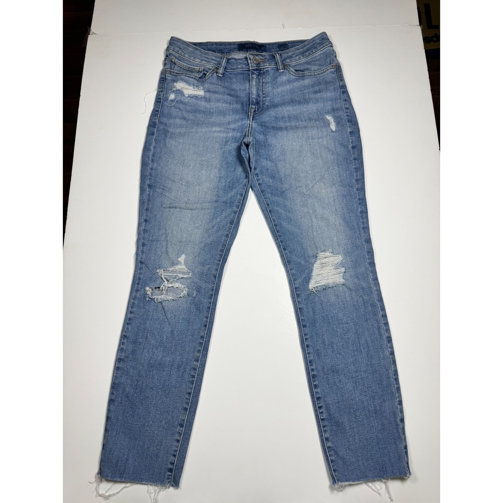 Lucky Brand Lolita Super Skinny Jeans Womens 10/30 Blue Denim Distressed Raw Hem